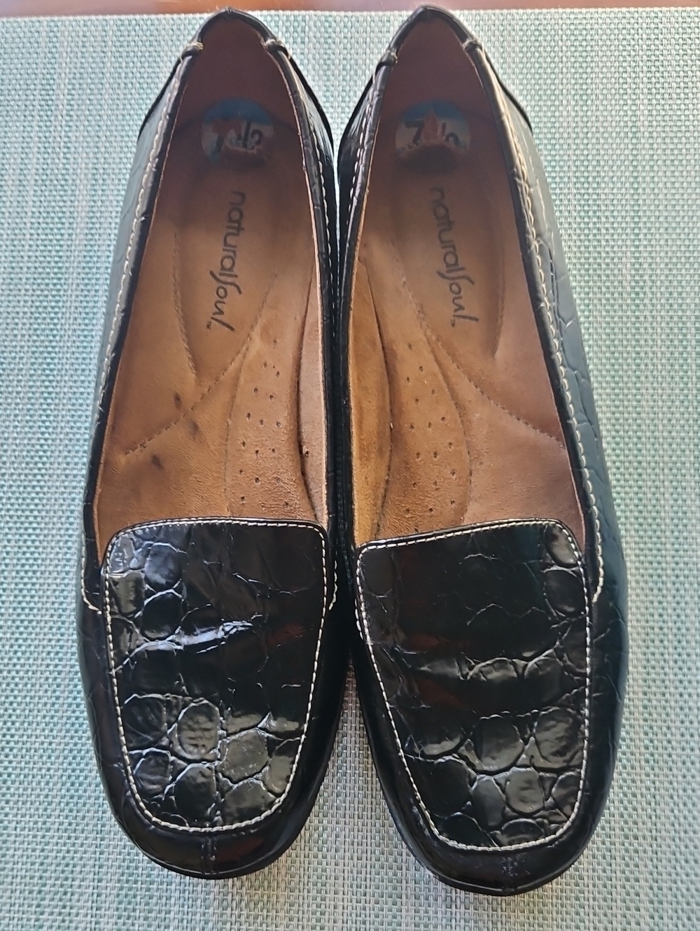 Natural Soul by Naturalizer Black Croc-Embossed Slip-On Loafers